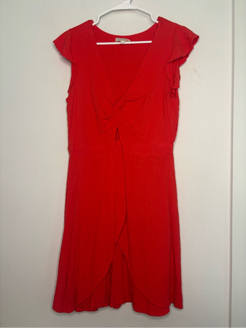 GIANNI BINI BRIGHT RED CROSSOVER WRAP STYLE MINI DRESS SZ LARGE